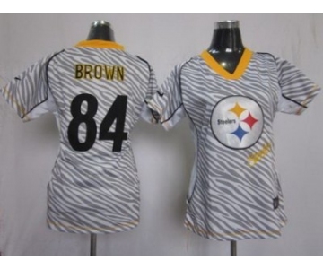 nike women nfl jerseys pittsburgh steelers #84 brown [fem fan zebra]