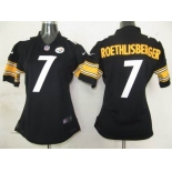 nike women nfl pittsburgh steelers #7 roethlisberger black [nike]