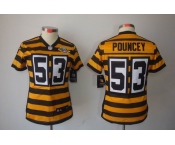 nike women pittsburgh steelers #53 pouncey throwback yellowblack[nike limited team 80 anniversary]