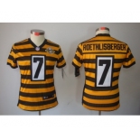 nike women pittsburgh steelers #7 roethlisberger throwback yellow-black[nike limited team 80 anniversary]