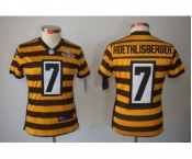 nike women pittsburgh steelers #7 roethlisberger throwback yellow-black[nike limited team 80 anniversary]