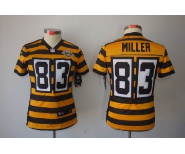 nike women pittsburgh steelers #83 miller throwback yellowblack[nike limited team 80 anniversary]