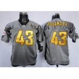 Nike Youth Nfl Jerseys Pittsburgh Steelers #43 Troy Polamalu Grey 80 Anniversary Patch[Nike Shadow]