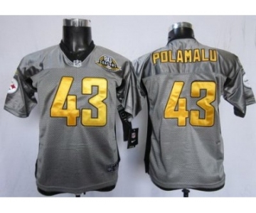 Nike Youth Nfl Jerseys Pittsburgh Steelers #43 Troy Polamalu Grey 80 Anniversary Patch[Nike Shadow]