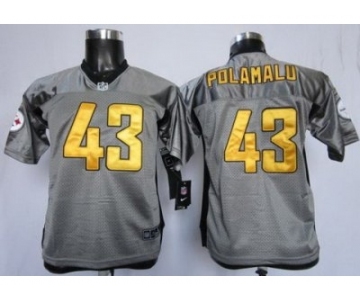 Nike Youth Nfl Jerseys Pittsburgh Steelers #43 Troy Polamalu Grey [Nike Shadow]