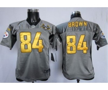 Nike Youth Pittsburgh Steelers #84 Antonio Brown Grey 80 Anniversary Patch[Nike Shadow]