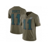 Youth Nike Philadelphia Eagles #11 Carson Wentz Limited Olive 2017 Salute to Service NFL Jersey