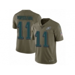 Youth Nike Philadelphia Eagles #11 Carson Wentz Limited Olive 2017 Salute to Service Wentzylvania NFL Jersey