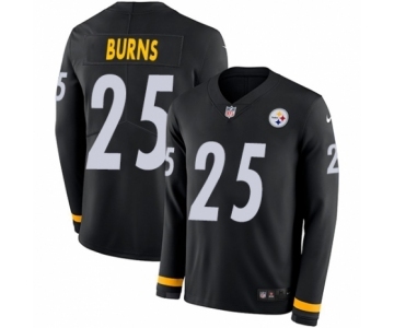 Youth Nike Pittsburgh Steelers #25 Artie Burns Limited Black Therma Long Sleeve NFL Jersey