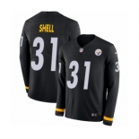 Youth Nike Pittsburgh Steelers #31 Donnie Shell Limited Black Therma Long Sleeve NFL Jersey