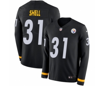 Youth Nike Pittsburgh Steelers #31 Donnie Shell Limited Black Therma Long Sleeve NFL Jersey