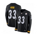 Youth Nike Pittsburgh Steelers #33 Merril Hoge Limited Black Therma Long Sleeve NFL Jersey