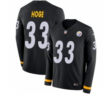 Youth Nike Pittsburgh Steelers #33 Merril Hoge Limited Black Therma Long Sleeve NFL Jersey