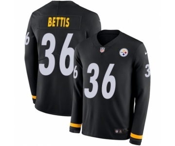 Youth Nike Pittsburgh Steelers #36 Jerome Bettis Limited Black Therma Long Sleeve NFL Jersey