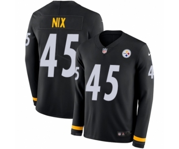 Youth Nike Pittsburgh Steelers #45 Roosevelt Nix Limited Black Therma Long Sleeve NFL Jersey