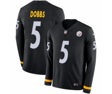 Youth Nike Pittsburgh Steelers #5 Joshua Dobbs Limited Black Therma Long Sleeve NFL Jersey