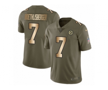 Youth Nike Pittsburgh Steelers #7 Ben Roethlisberger Limited Olive Gold 2017 Salute to Service NFL Jersey