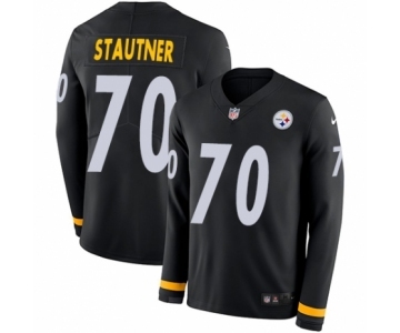 Youth Nike Pittsburgh Steelers #70 Ernie Stautner Limited Black Therma Long Sleeve NFL Jersey