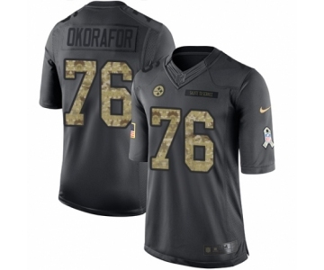 Youth Nike Pittsburgh Steelers #76 Chukwuma Okorafor Limited Black 2016 Salute to Service NFL Jersey