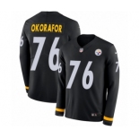 Youth Nike Pittsburgh Steelers #76 Chukwuma Okorafor Limited Black Therma Long Sleeve NFL Jersey