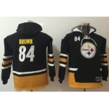 Youth Nike Pittsburgh Steelers #84 Antonio Brown Black Gold Name & Number Pullover NFL Hoodie