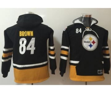 Youth Nike Pittsburgh Steelers #84 Antonio Brown Black Gold Name & Number Pullover NFL Hoodie