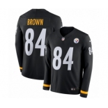 Youth Nike Pittsburgh Steelers #84 Antonio Brown Limited Black Therma Long Sleeve NFL Jersey