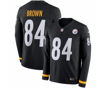 Youth Nike Pittsburgh Steelers #84 Antonio Brown Limited Black Therma Long Sleeve NFL Jersey