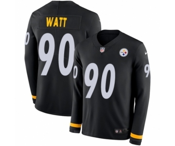 Youth Nike Pittsburgh Steelers #90 T. J. Watt Limited Black Therma Long Sleeve NFL Jerse