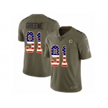 Youth Nike Pittsburgh Steelers #91 Kevin Greene Limited Olive USA Flag 2017 Salute to Service NFL Jersey