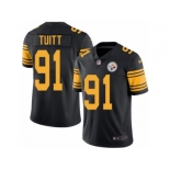 Youth Nike Pittsburgh Steelers #91 Stephon Tuitt Limited Black Rush NFL Jersey