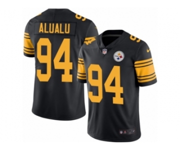 Youth Nike Pittsburgh Steelers #94 Tyson Alualu Limited Black Rush NFL Jersey