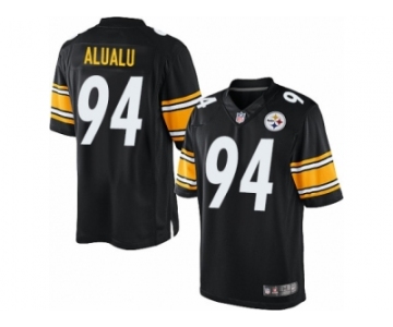 Youth Nike Pittsburgh Steelers #94 Tyson Alualu Limited Black Team Color NFL Jersey