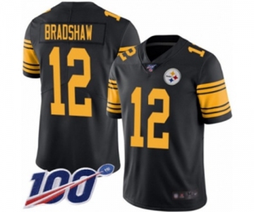 Youth Pittsburgh Steelers #12 Terry Bradshaw Limited Black Rush Vapor Untouchable 100th Season Football Jersey