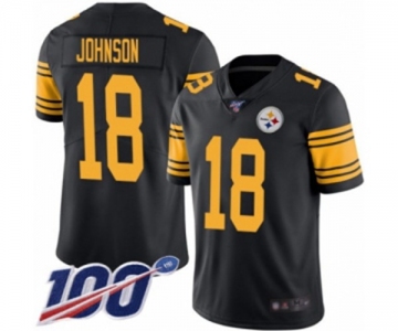 Youth Pittsburgh Steelers #18 Diontae Johnson Limited Black Rush Vapor Untouchable 100th Season Football Jersey