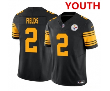 Youth Pittsburgh Steelers #2 Justin Fields Black 2023 F.U.S.E. Color Rush Limited Football Stitched Jersey