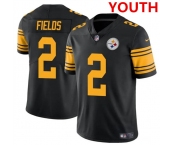 Youth Pittsburgh Steelers #2 Justin Fields Black Color Rush Limited Football Stitched Jersey