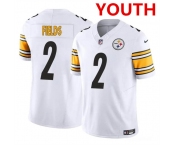 Youth Pittsburgh Steelers #2 Justin Fields White 2023 F.U.S.E. Vapor Untouchable Limited Football Stitched Jersey