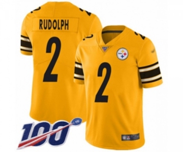 Youth Pittsburgh Steelers #2 Mason Rudolph Limited Gold Inverted Legend 100th Season Football Jersey