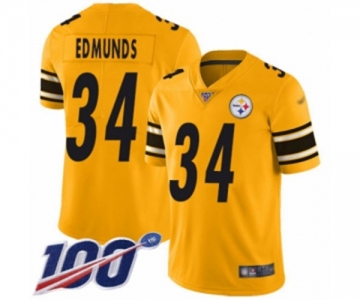 Youth Pittsburgh Steelers #34 Terrell Edmunds Limited Gold Inverted Legend 100th Season Football Jersey