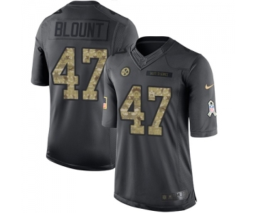 Youth Pittsburgh Steelers #47 Mel Blount Limited Black 2016 Salute to Service Football Jersey