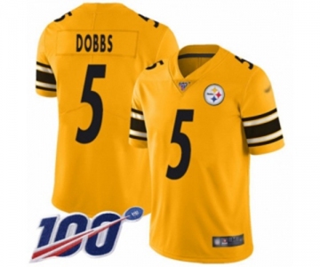 Youth Pittsburgh Steelers #5 Joshua Dobbs Limited Gold Inverted Legend 100th Season Football Jersey