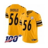 Youth Pittsburgh Steelers #56 Anthony Chickillo Limited Gold Inverted Legend 100th Season Football Jersey