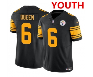 Youth Pittsburgh Steelers #6 Patrick Queen Black 2023 F.U.S.E. Color Rush Limited Football Stitched Jersey