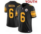 Youth Pittsburgh Steelers #6 Patrick Queen Black Color Rush Limited Football Stitched Jersey