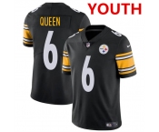 Youth Pittsburgh Steelers #6 Patrick Queen Black Vapor Untouchable Limited Football Stitched Jersey