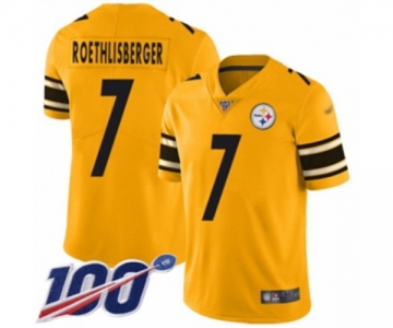 Youth Pittsburgh Steelers #7 Ben Roethlisberger Limited Gold Inverted Legend 100th Season Football Jersey