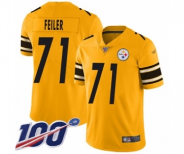 Youth Pittsburgh Steelers #71 Matt Feiler Limited Gold Inverted Legend 100th Season Football Jersey