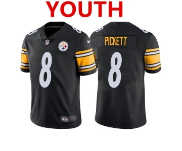 Youth Pittsburgh Steelers #8 Kenny Pickett Black 2022 Vapor Untouchable Stitched NFL Nike Limited Jersey