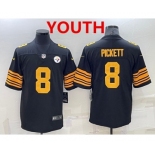 Youth Pittsburgh Steelers #8 Kenny Pickett Black Color Rush Stitched NFL Nike Limited Jersey